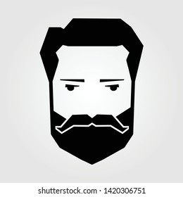 Bearded men, hipster face. Fashion silhouette, emblem, icon, label. Vector illustration.