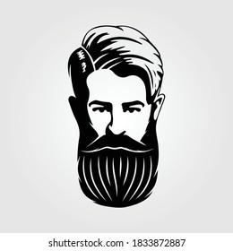Hombres con barba, ícono de la cara hipster aislado. Ilustración vectorial.