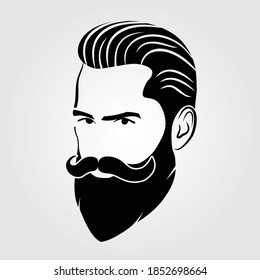 Bearded men, hipster face icon isolated. Vector illustration.