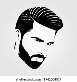 Bearded men, hipster face icon isolated. Vector illustration