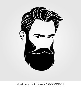 Bearded men, hipster face icon isolated. Vector illustration