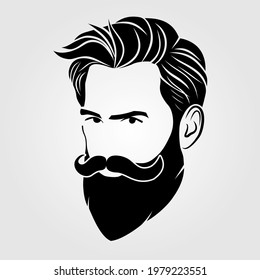 Bearded men, hipster face icon isolated. Vector illustration