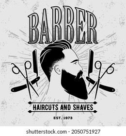 Bearded men, hipster face icon isolated. Vector illustration
