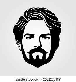 Bearded men, hipster face icon isolated. Vector illustration