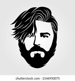 Bearded men, hipster face icon isolated. Vector illustration