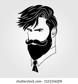 Bearded men, hipster face icon isolated. Vector illustration