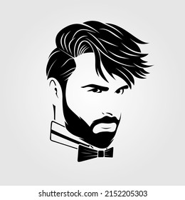 Bearded men, hipster face icon isolated. Vector illustration