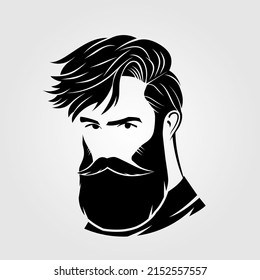 Bärtige Männer, Hipster-Gesichtssymbol einzeln. Vektorgrafik