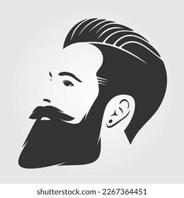 Bearded men, hipster face icon isolated. Vector illustration