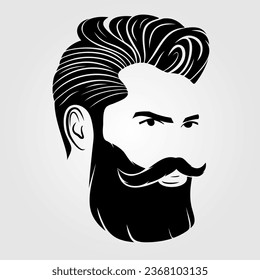Bearded men, hipster face icon isolated. Vector illustration