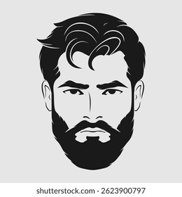 Bearded men, hipster face icon isolated. Vector illustration