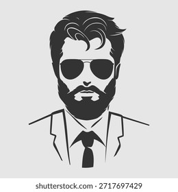 Hombres barbudos, icono de cara hipster aislado. Ilustración vectorial
