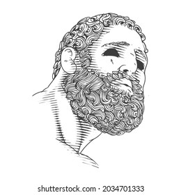 bearded old god vector drawing