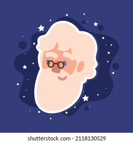 caricatura sobre la cara del anciano barbudo