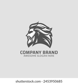 Bearded old man logo design. Masculine styled brand identity template.