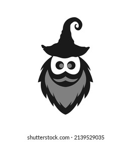 bearded old man with magic hat logo icon. simple flat vector illustration.