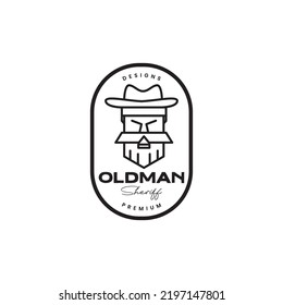 bearded old man sheriff vintage badge logo