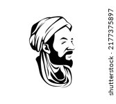 bearded old man with turban logo vector illustration