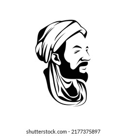 bearded old man with turban logo vector illustration