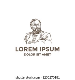 Bearded Old Man use Suit Logo