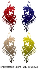 Bearded Pirate Vector illustration Isolated On A White Background
