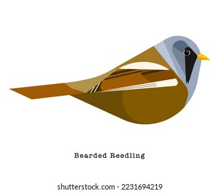 Bearded Reedling Bird vector illustration on white background 