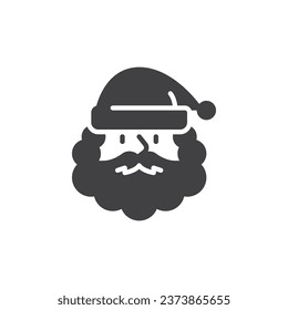 Bearded Santa with hat vector icon. filled flat sign for mobile concept and web design. Santa Claus glyph icon. Symbol, logo illustration. Vector graphics
