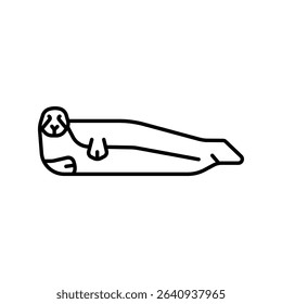 Bearded seal black line icon for digital and print projects. Arctic animals. Minimal clean icons for apps and websites. Modern simple icons for UI UX and branding