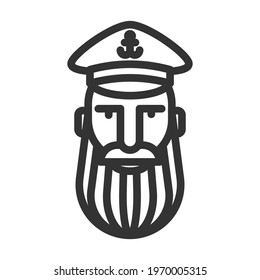 Bearded Ship Captain Icon. Sailor Head Logo