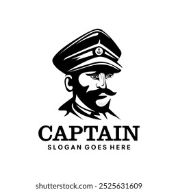 Bartschiff Kapitän oder Kapitän mit Rohr und Spitze für Marine nautische Logo Design für Seemann