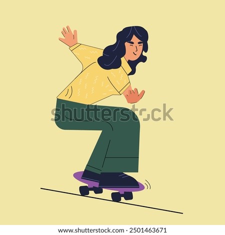 Similar – Image, Stock Photo Young bearded skater on asphalt road