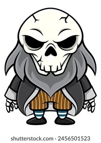 bearded Skeleton wearing pirate costume. Best for sticker, logo, and mascot with halloween themes