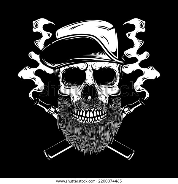 Bearded Skull Crossed Vapes Design Element Stock Vector (Royalty Free ...