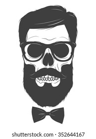Bearded skull with glasses, hipster