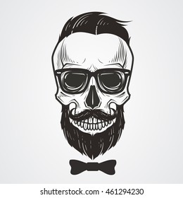 Bearded skull illustration