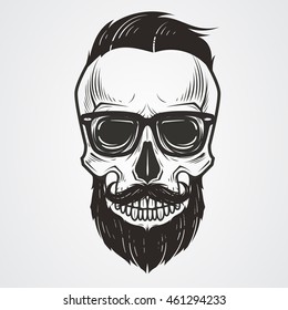 Bearded skull illustration