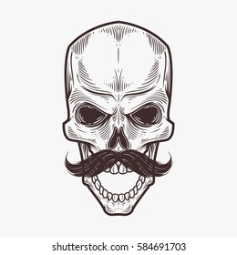 Bearded skull illustration