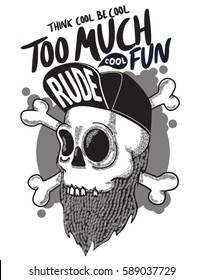 Bearded skull illustration