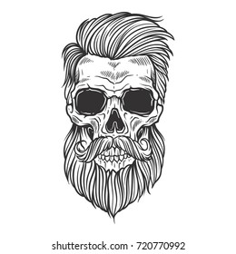 Bearded skull illustration
