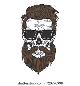 Bearded skull illustration