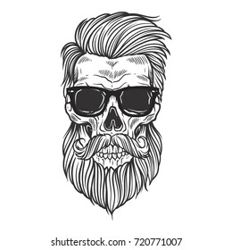 Bearded skull illustration