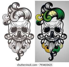 Bearded skull illustration