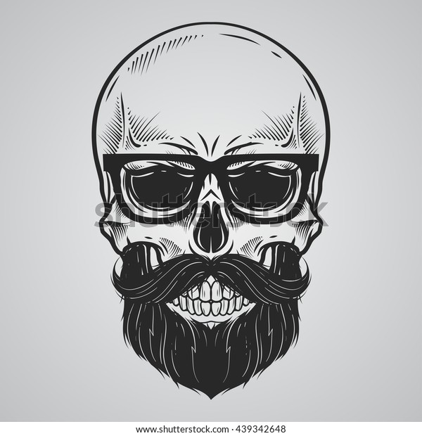 Bearded Skull Illustration Stock Vector (Royalty Free) 439342648