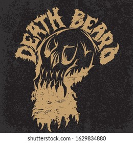 bearded skull logo for barber shops, biker clubs and metal band artworks and merchandise in vectors with background