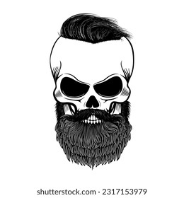 bearded skull. Sugar skull with beard. Day of death. Vector illustration
