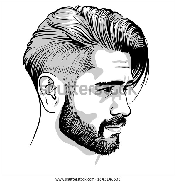 Bearded Stylish Man Portrait Lineart Vector Stock Vector (Royalty Free ...