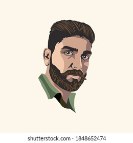 Retrato masculino elegante con barba. Vector multicolor. Ilustración.