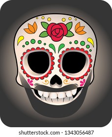 bearded sugar skull - vector