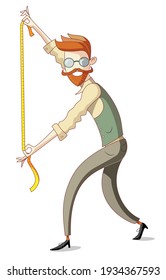 Bearded tailor holding tape measure - choose your size.