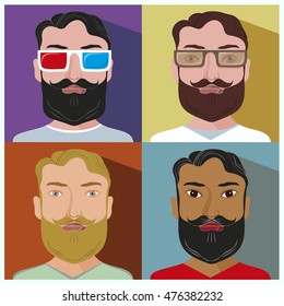 Bearded User Hipster Style Avatar